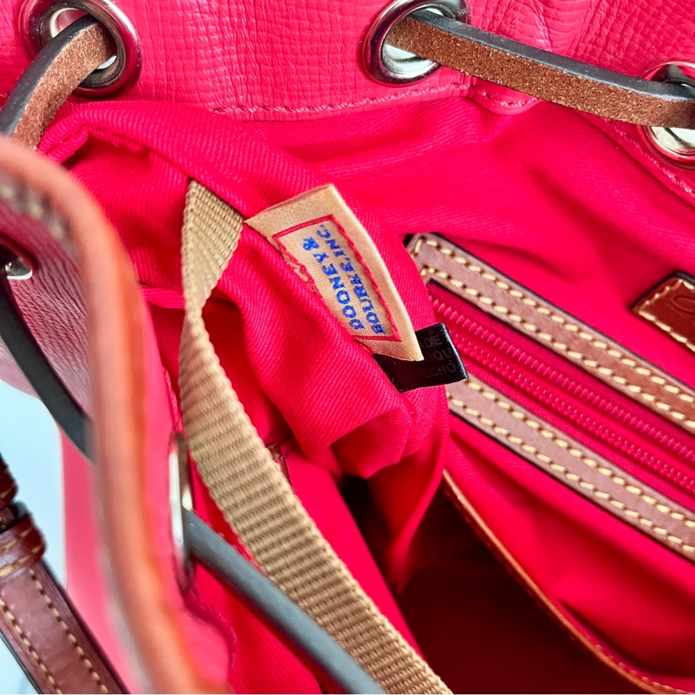 Dooney & Bourke Deep Coral Raspberry Leather Bucket Bag - Picture 10 of 10